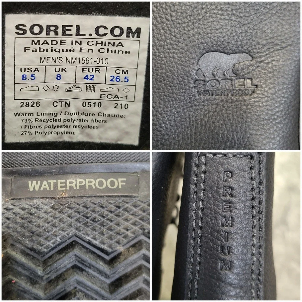 Sorel 1964 Premium T Boot Black Waterproof Leather Snow Duck Mens 8.5 NM1561-010